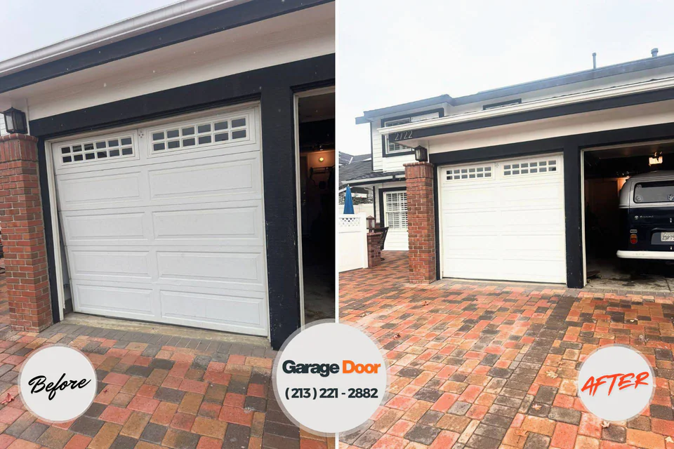 Before and after: garage door installation Pella, IA